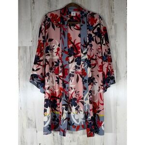 Cabi Blooming Blush Kimono Size M/L Pink Floral Open Front 3/4 Sleeve 5622 READ
